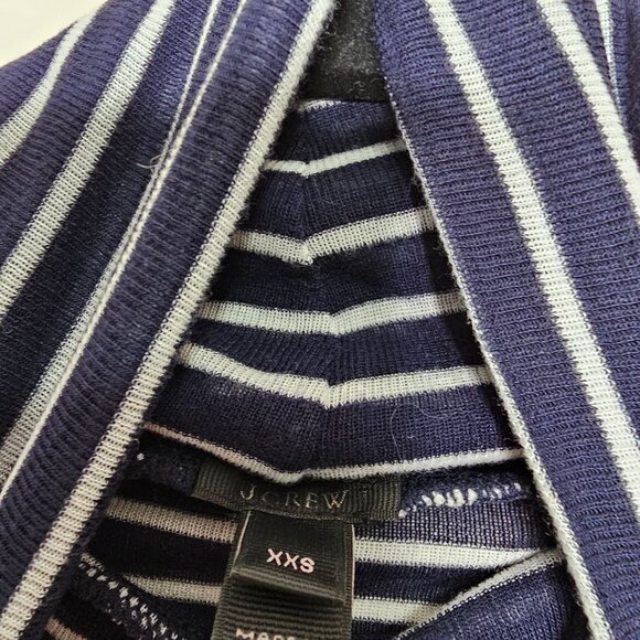J Crew XXS White Blue Striped Turtleneck Cashmere Lightweight Nautical Fisherman - Picture 4 of 9